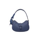 Elegant Navy Hobo Shoulder Bag With Decorative Scarf