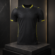 Black Yellow Trim Short‑Sleeve Soccer Game Jersey - Image 2