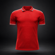 Red Polo Collar Breathable Short Sleeve Soccer Jersey - Image 2