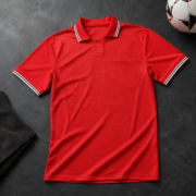 Red Polo Collar Breathable Short Sleeve Soccer Jersey - Image 3