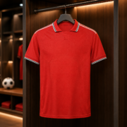 Red Polo Collar Breathable Short Sleeve Soccer Jersey - Image 4