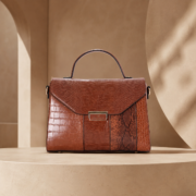 Brown Mixed‑Texture Satchel Handbag for Daily Wear - Image 4