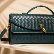Dark Green Woven Top‑Handle Crossbody Handbag - Image 3