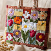 Vintage Floral Patchwork Quilted Fabric Tote Bag - Image 4
