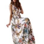 Tropical Floral Print Sleeveless Maxi Dress