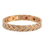 Tri‑Tone Chevron Link Metal Statement Bracelet