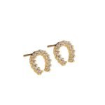 Gold Tone C‑Shaped Paved Crystal Stud Earrings