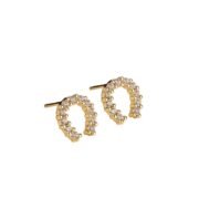 Gold Tone C‑Shaped Paved Crystal Stud Earrings