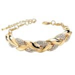 Gold‑Tone Twisted Crystal Inlaid Women Bracelet