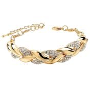 Gold‑Tone Twisted Crystal Inlaid Women Bracelet