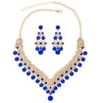 Luxury Blue Rhinestone Necklace And Earring Set