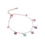 Rose‑Gold Tone Multi‑Color Clover Charm Bracelet