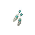 Vintage Turquoise Feather Drop Dangle Earrings