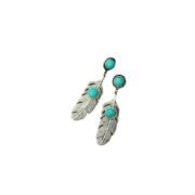 Vintage Turquoise Feather Drop Dangle Earrings