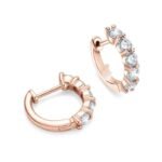 Rose Gold Tone Sparkling Stone Huggie Hoop Earrings