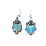 Vintage Heart Turquoise Dangle Hook Earrings