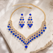 Luxury Blue Rhinestone Necklace And Earring Set - Image 4