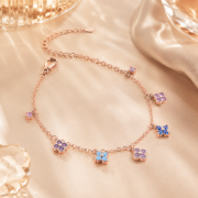 Rose‑Gold Tone Multi‑Color Clover Charm Bracelet - Image 4