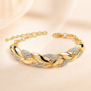 Gold‑Tone Twisted Crystal Inlaid Women Bracelet - Image 2