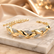 Gold‑Tone Twisted Crystal Inlaid Women Bracelet - Image 3