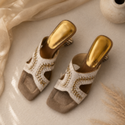 Braided Detail Square Toe Slip‑On Heeled Mules - Image 4
