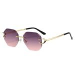Rimless Gradient Purple‑Pink Geometric Sunglasses
