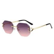 Rimless Gradient Purple‑Pink Geometric Sunglasses