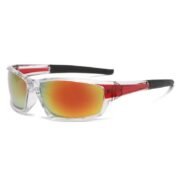 Wrap‑Around Red Mirror Lens Sports Sunglasses