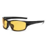 Black Frame Yellow Lens Sport Wrap‑Around Sunglasses