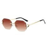 Rimless Octagonal Gradient Brown Fashion Sunglasses