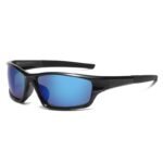 Black Frame Blue Mirror Lens Sports Sunglasses
