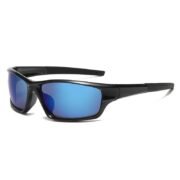 Black Frame Blue Mirror Lens Sports Sunglasses