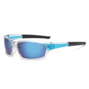Blue Mirror Lens Wrap‑Around Sports Sunglasses