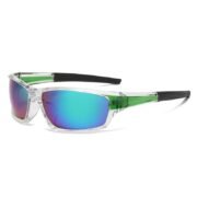 Green Mirror Lens Wrap‑Around Sports Sunglasses