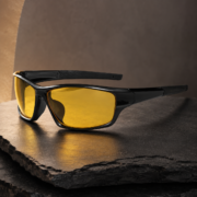 Black Frame Yellow Lens Sport Wrap‑Around Sunglasses - Image 2