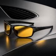Black Frame Yellow Lens Sport Wrap‑Around Sunglasses - Image 3