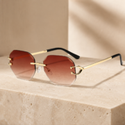 Rimless Octagonal Gradient Brown Fashion Sunglasses - Image 2