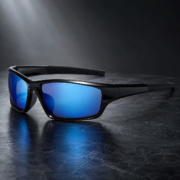 Black Frame Blue Mirror Lens Sports Sunglasses - Image 2