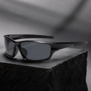 Black Wrap‑Around Sport Sunglasses For Outdoor Activities - Image 3