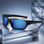 Black Frame Blue Mirror Lens Sports Sunglasses - Image 3