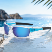 Blue Mirror Lens Wrap‑Around Sports Sunglasses - Image 4