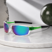 Green Mirror Lens Wrap‑Around Sports Sunglasses - Image 2