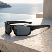 Black Wrap‑Around Sport Sunglasses For Outdoor Activities - Image 4