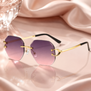 Rimless Gradient Purple‑Pink Geometric Sunglasses - Image 2