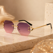 Rimless Gradient Purple‑Pink Geometric Sunglasses - Image 3