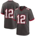 Grey Red Trim No.12 Fan Football Game Jersey