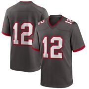 Grey Red Trim No.12 Fan Football Game Jersey
