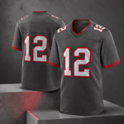Grey Red Trim No.12 Fan Football Game Jersey - Image 2