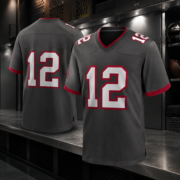 Grey Red Trim No.12 Fan Football Game Jersey - Image 3
