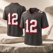 Grey Red Trim No.12 Fan Football Game Jersey - Image 4